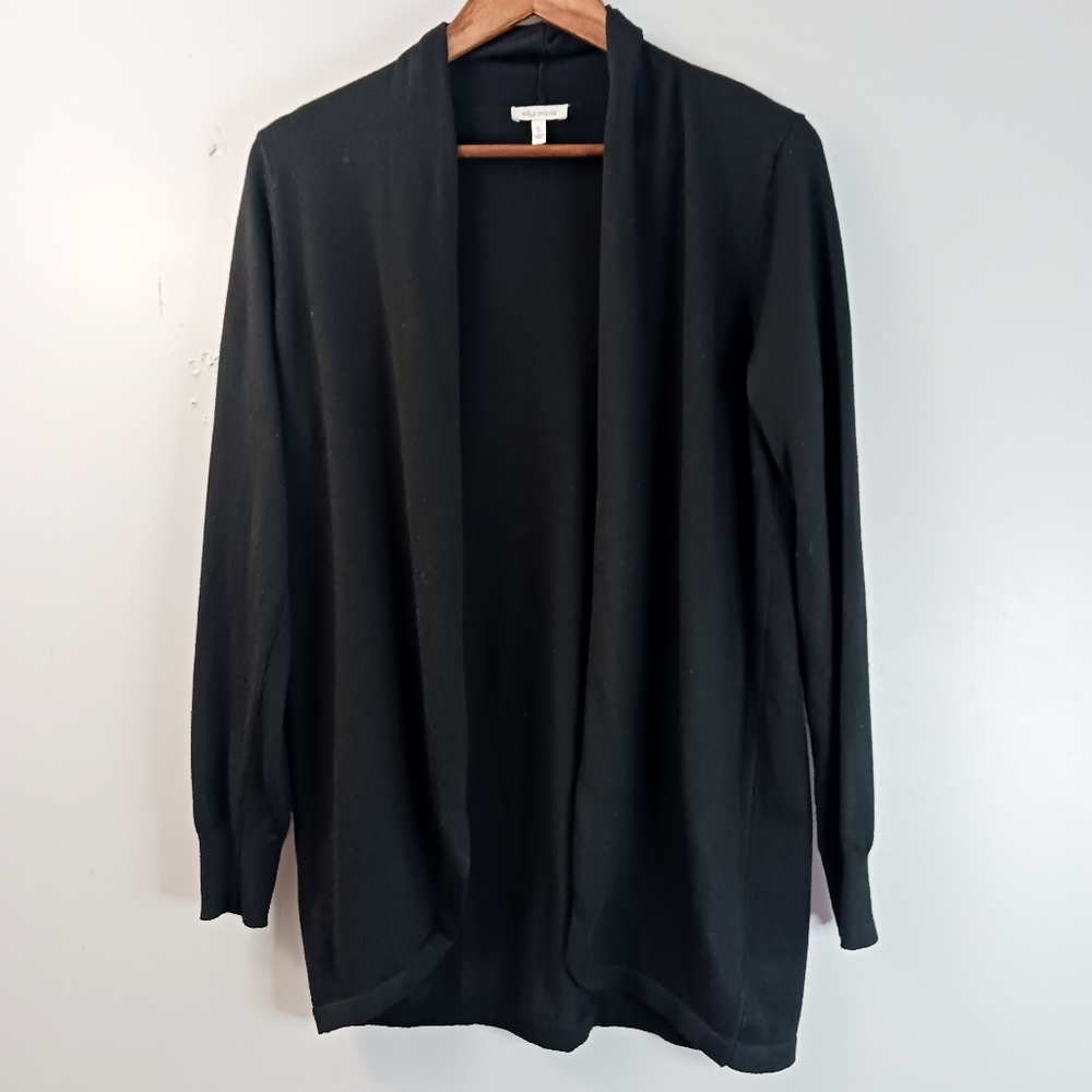Ella Moss Cardigan Sweater Women Size S Neutral Black Knit Open Mid Length Fall